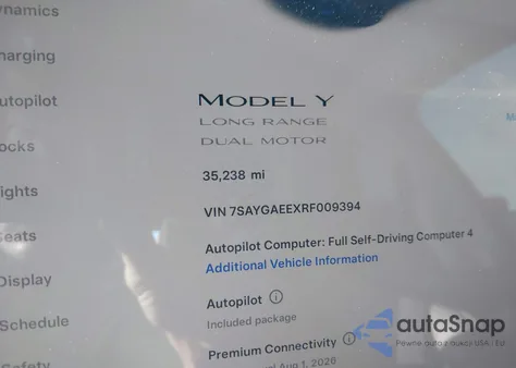 2024 Tesla Model Y Long Range Dual Motor All-Wheel Drive z USA, uszkodzony, nr VIN 7SAYGAEEXRF009394